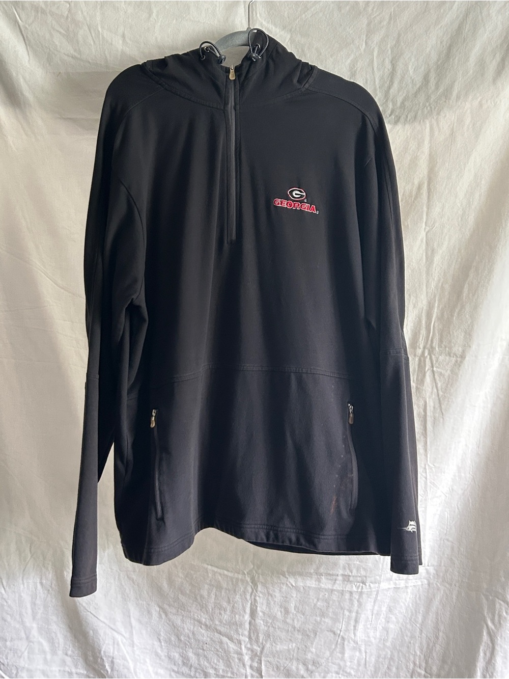 Georgia Bulldogs Black Half-Zip Hoodie Jacket XXL